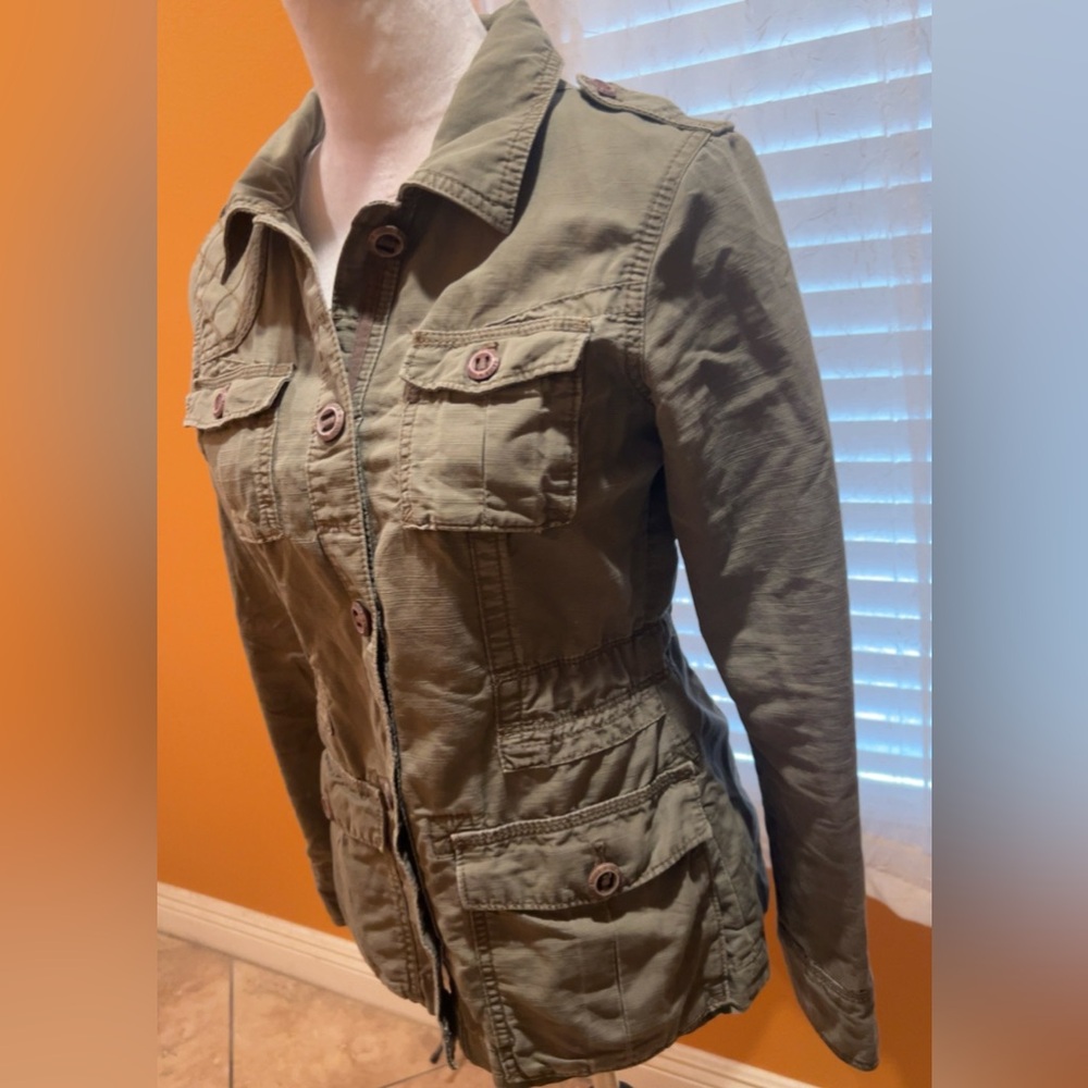 Eddie Bauer | Women’s Olive/Sage Green Utility Jacket Trench Coat Small - Picture 3 of 10
